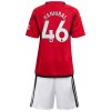 Koszulka Manchester United Hannibal 46 Dziecięcy Domowe 2023-24 Koszulki Piłkarskie Krótki Rękaw